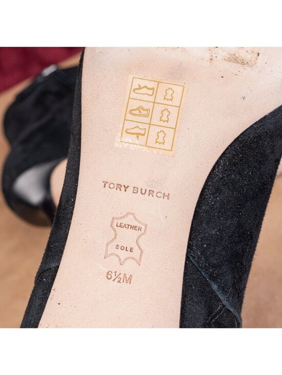 Tory Burch Women Crystal embellishment Bow Black Suede Ankle Boots sz 6.5 - Picture 8 of 9